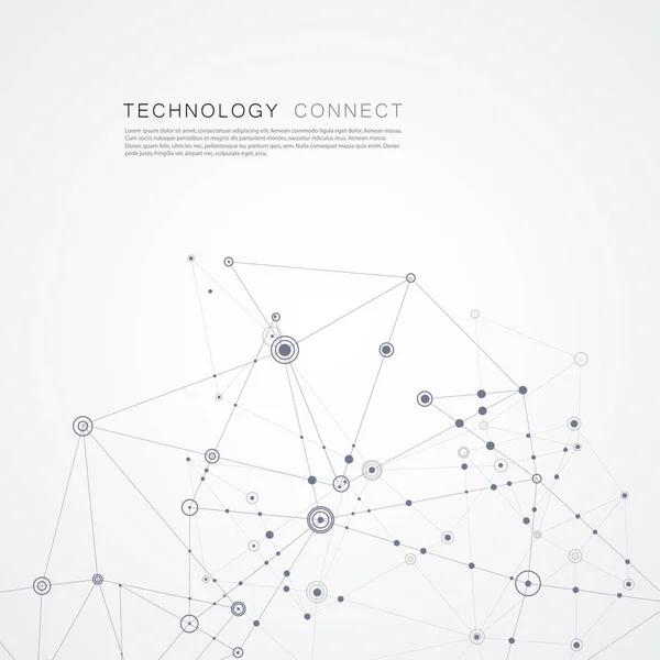 Vector conecta líneas y puntos. Plantilla de portada para presentación de ciencia y tecnología o web — Archivo Imágenes Vectoriales