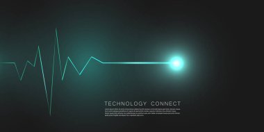 Abstract cardiogram on dark background. Vector banner design clipart