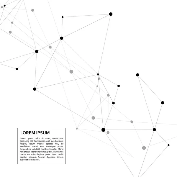Geometrischer Netzwerk-abstrakter Hintergrund mit verbundenen Linien und Punkten — Stockvektor