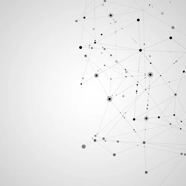 Συνδεθείτε φόντο πολυγωνικό δικτύου. Γραμμές και τελείες επιστήμη μοτίβο — Διανυσματικό Αρχείο