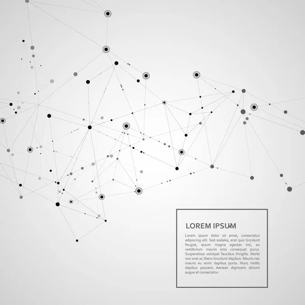 Verbinden polygonalen Netzwerk-Hintergrund. Linien und Punkte Wissenschaftsmuster — Stockvektor