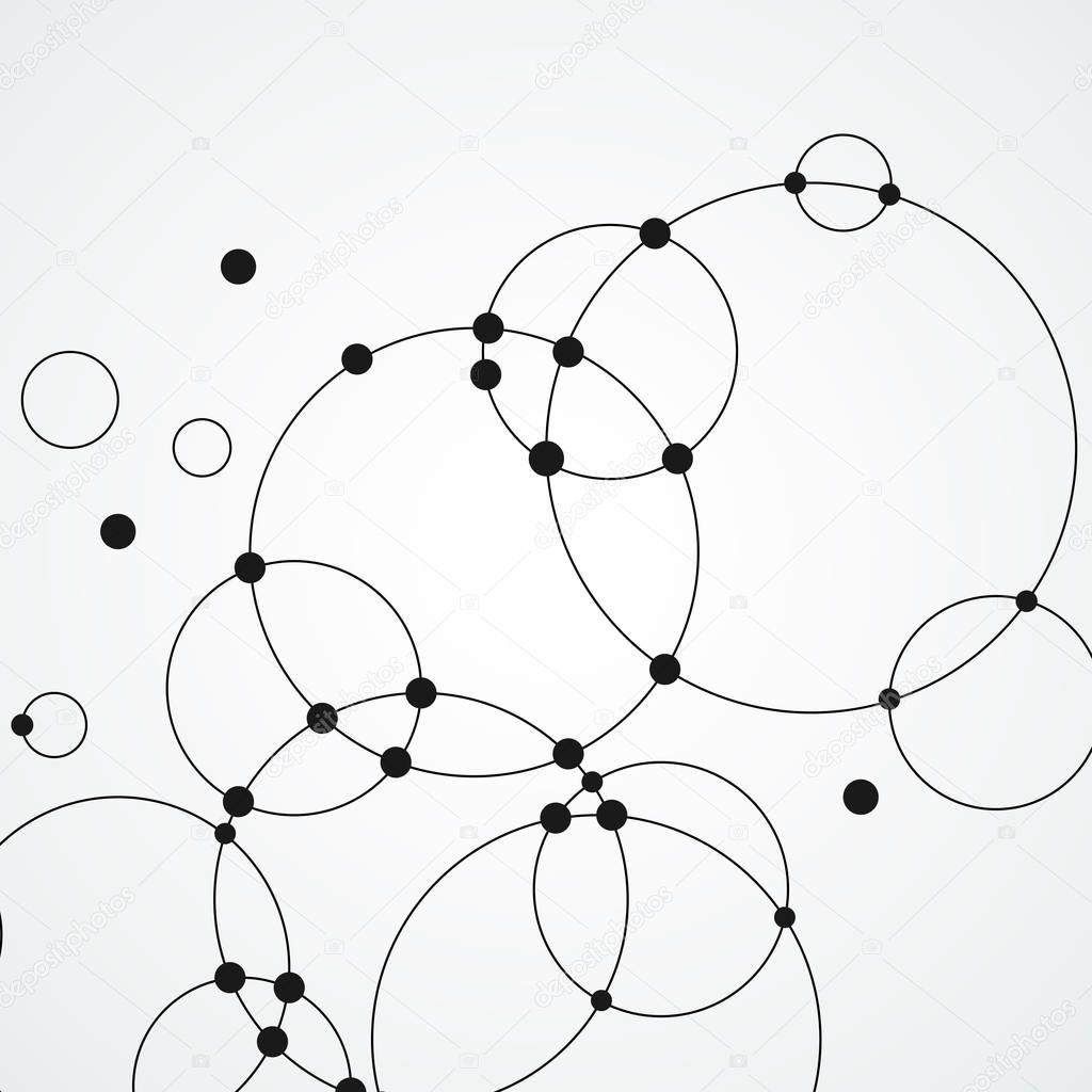 Vector background with overlapping circles and dots. Connect creative structure