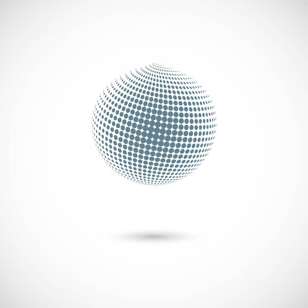 Vector halftone spheres. Design element with shadow