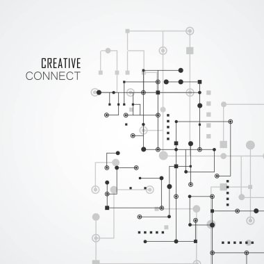 Ağ ve çizgiler ve noktalar bağlayın. Teknoloji kare iletişim arka plan