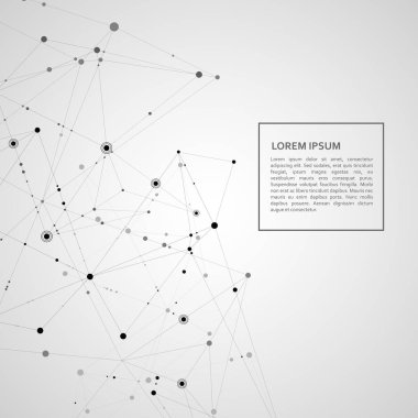 Çokgen ağ arka plan bağlamak. Çizgiler ve noktalar bilim desen