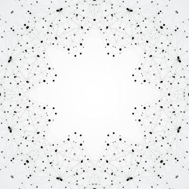 Geometrik şekiller, çizgiler ve noktalar ile modern bağlı arka plan