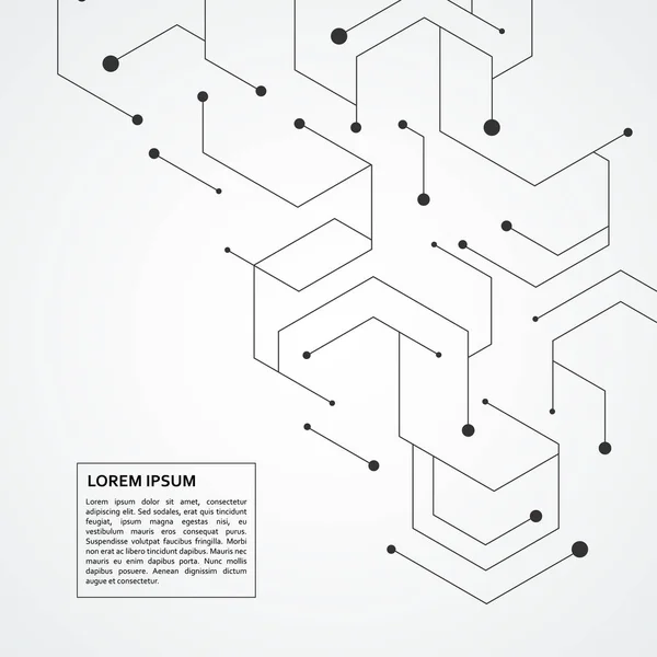 Technologie hexagones structure ou éléments de connexion moléculaire — Image vectorielle