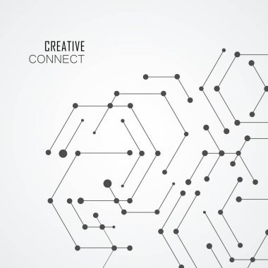 Altıgen yapısı molekül tasarımı bağlı nokta ve çizgi ile