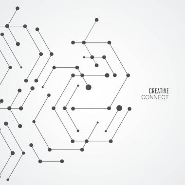 Altıgen yapısı molekül tasarımı bağlı nokta ve çizgi ile