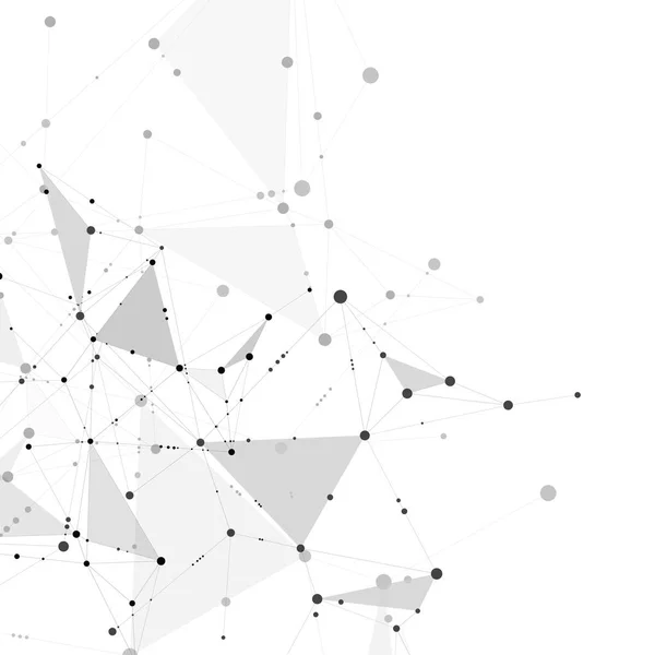 Antecedentes científicos abstratos com pontos e linhas conectados, ilustração molecular do conceito de rede neural artificial —  Vetores de Stock
