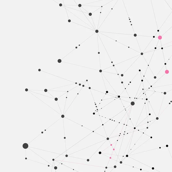 Poligonal abstracto con la conexión de formas polivinílicas bajas. Puntos de conexión y líneas de fondo de ciencia — Archivo Imágenes Vectoriales