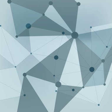 Soyut noktalar ve çizgiler bağlanma ile poligonal. Bağlantı bilim arka plan