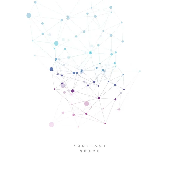 Soyut bağlantı yapısı. Çokgen alanı arka plan noktalar ve çizgiler bağlanma