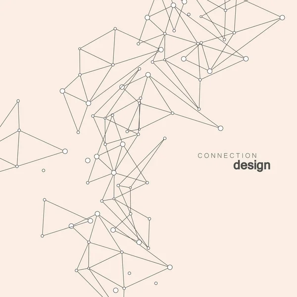 点と線と抽象的なネットワークの背景。幾何学的な接続構造 — ストックベクタ