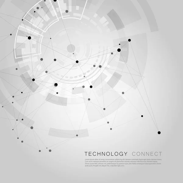 Fondo de red con grandes líneas conectadas círculo — Archivo Imágenes Vectoriales