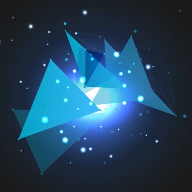 Soyut üçgen alanı düşük Poli. Beyaz noktalar ve çizgiler bağlanma ile arka plan. Işık bağlantı yapısı. Poligonal vektör arka plan. Fütüristik Hud.