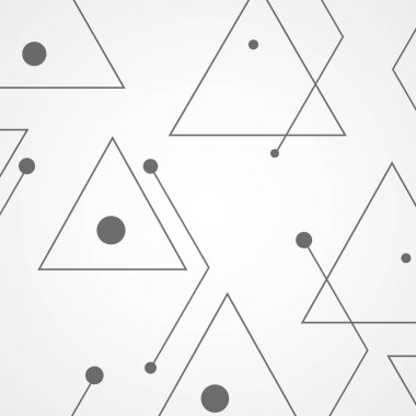 Basit modeli gelen üçgenler beyaz arka planda siyah noktalar ve çizgiler. Yeni teknoloji projelerde kullanılmak üzere tasarlanmış. Basit, minimalist, soyut arka plan