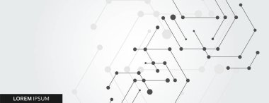 Geometrik altıgen bağlantılı çizgi ve noktalar bağlayın. Basit bir teknoloji grafik arka plan. Vektör banner tasarımı
