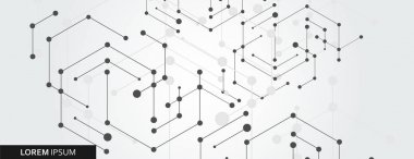 Geometrik altıgen bağlantılı çizgi ve noktalar bağlayın. Basit bir teknoloji grafik arka plan. Vektör banner tasarımı