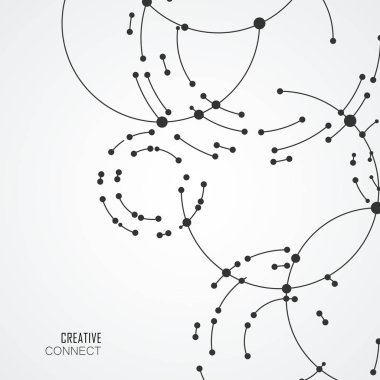 Daire arka plan bağlantı noktaları vektör. Geometrik soyutlama tasarım çizgileri ve noktaları