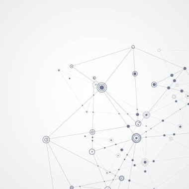 Vektör çizgiler ve noktalar bağlayın. Kapak sciense ve teknoloji sunu veya web şablonu