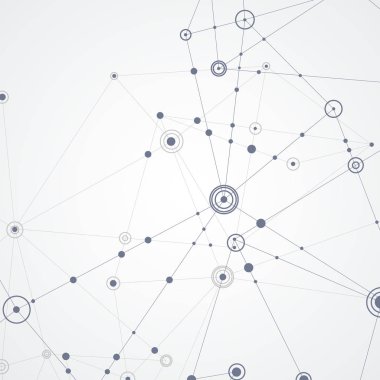 Vektör çizgiler ve noktalar bağlayın. Kapak sciense ve teknoloji sunu veya web şablonu