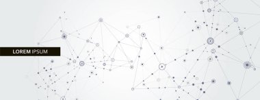 Geometrik bağlantılı çizgi ve noktalar. Basit bir teknoloji grafik arka plan. Vektör banner tasarımı