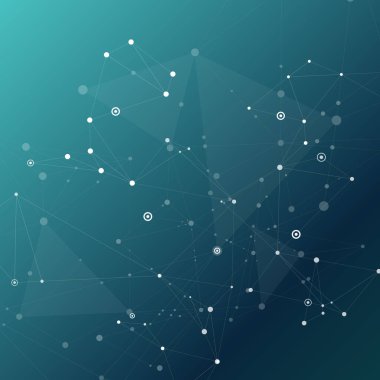 Soyut mavi renk bilim arka plan bağlantı noktalar ve çizgiler ile