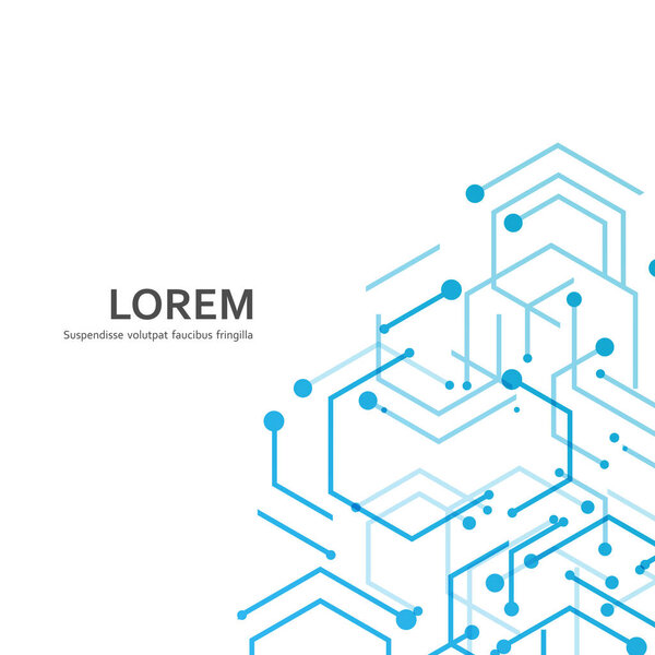 Technical background with hexagon line and dots