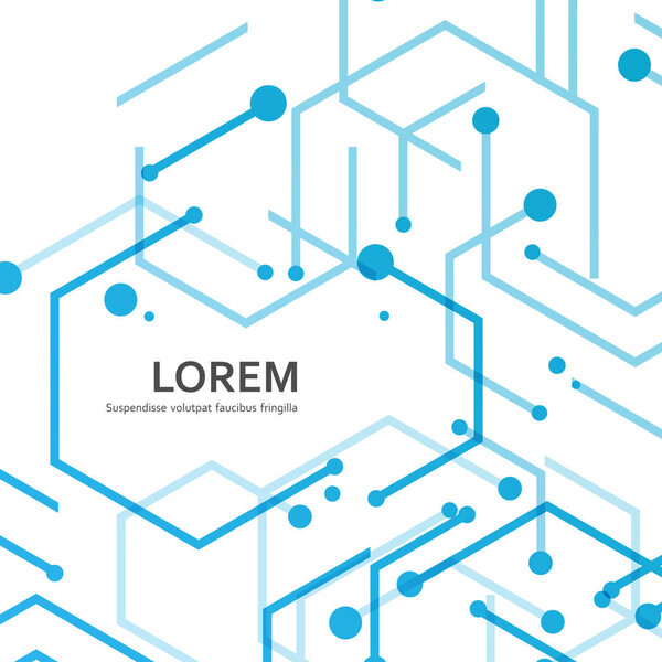 Technical background with hexagon line and dots