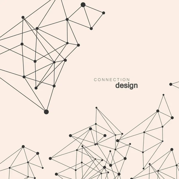 点と線と抽象的なネットワークの背景。幾何学的な接続構造 — ストックベクタ