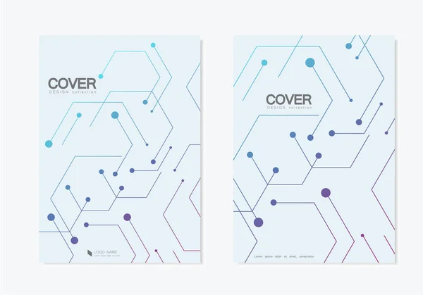 Estructuras de tecnología de patrones hexagonales abstractos. Diseño del folleto — Vector de stock