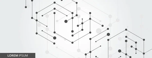 Hexagone géométrique connecter avec la ligne et les points connectés. Technologie simple fond graphique. Conception de bannière vectorielle — Image vectorielle