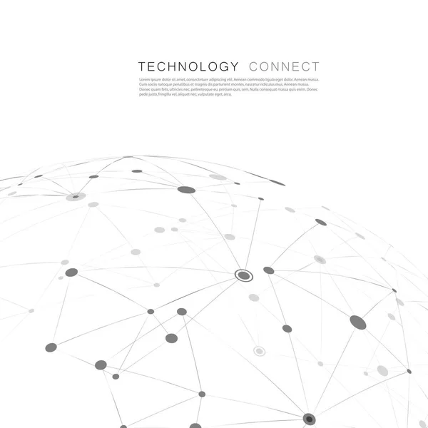 Linee composte e puntini, background scientifico collegato. Illustrazione vettoriale — Vettoriale Stock