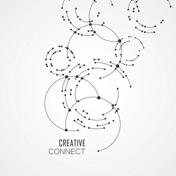 Daire arka plan bağlantı noktaları vektör. Geometrik soyutlama tasarım çizgileri ve noktaları