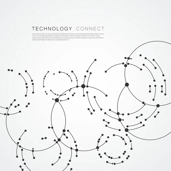 Daire arka plan bağlantı noktaları vektör. Geometrik soyutlama tasarım çizgileri ve noktaları