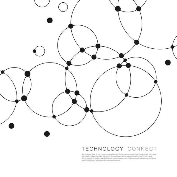 Fondo vectorial con círculos y puntos superpuestos. Conectar estructura creativa — Vector de stock