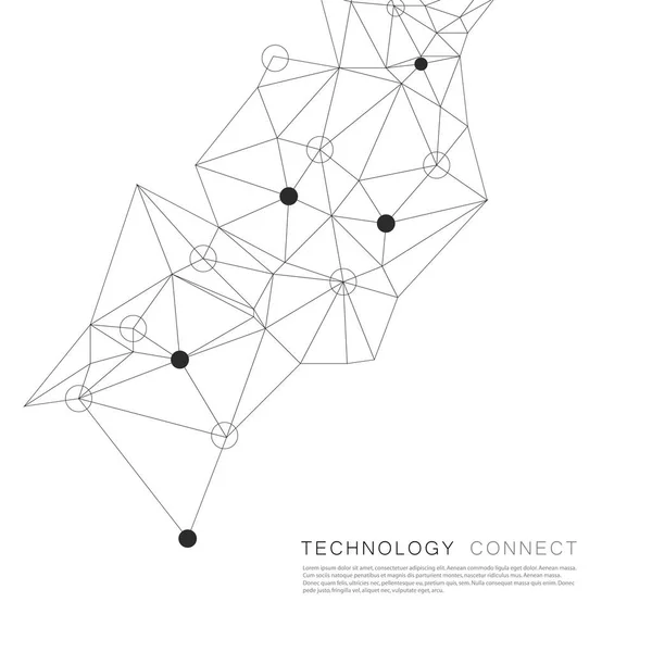 Abstract connection structure with dots and lines. Vector background — Stock Vector