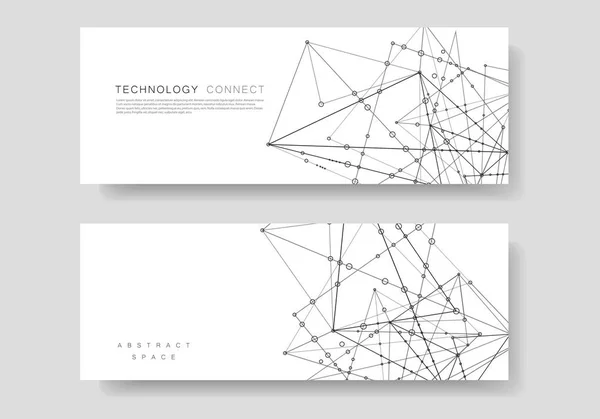 벡터 템플릿 배너 네트워크 기술 그리고 의료 배경입니다. 연결 점 들과 라인 다각형 공간 디자인 — 스톡 벡터