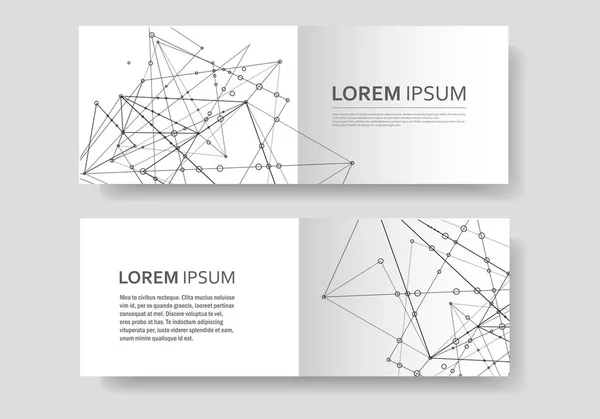 Forma geométrica poligonal abstracta con estilo de estructura molecular. Líneas de conexión y folleto de cubierta de puntos — Archivo Imágenes Vectoriales