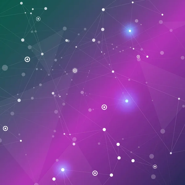 带连接点和线的紫色科学背景摘要 — 图库矢量图片