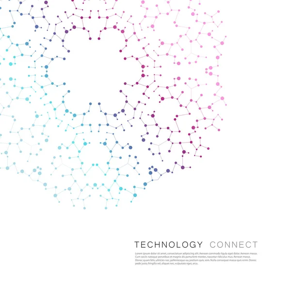 Circle abstract connect with connecting dots and lines — Stock Vector