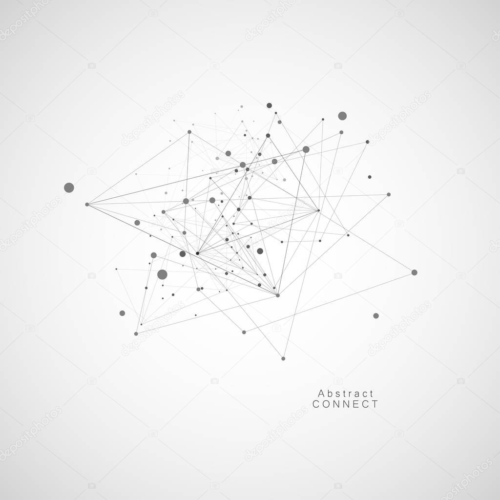 Abstract triangles with connecting dots and lines