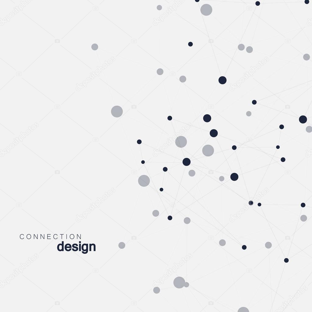 Abstract connect polygonal network background with dots and lines