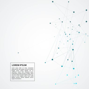 Soyut bağlantı mavi çizgiler ve noktalar ile içerik arka plan
