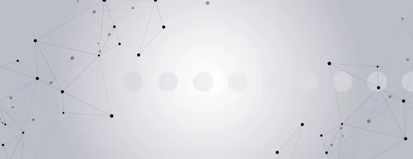 Геометрический серый фон, соединяющий молекулу с линией и точками — стоковый вектор