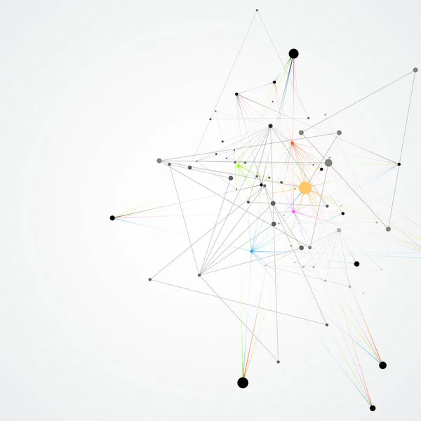 Soyut moleküler ağ desenle dinamik çizgileri ve noktaları