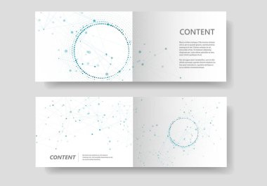 Bağlantılı çizgiler ve noktalar ile modern geometrik arka plan. İş, bilim, tıp ve teknoloji broşür tasarımı