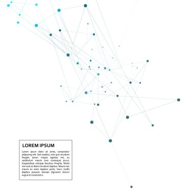 Soyut bağlantı mavi çizgiler ve noktalar ile içerik arka plan