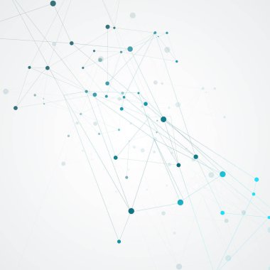 Soyut bağlantı mavi çizgiler ve noktalar ile içerik arka plan